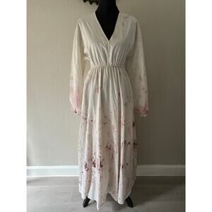 TEXTILE ELIZABETH & JAMES Peasant Dress Splatter Bone/Maroon SzM Cottage Prairie